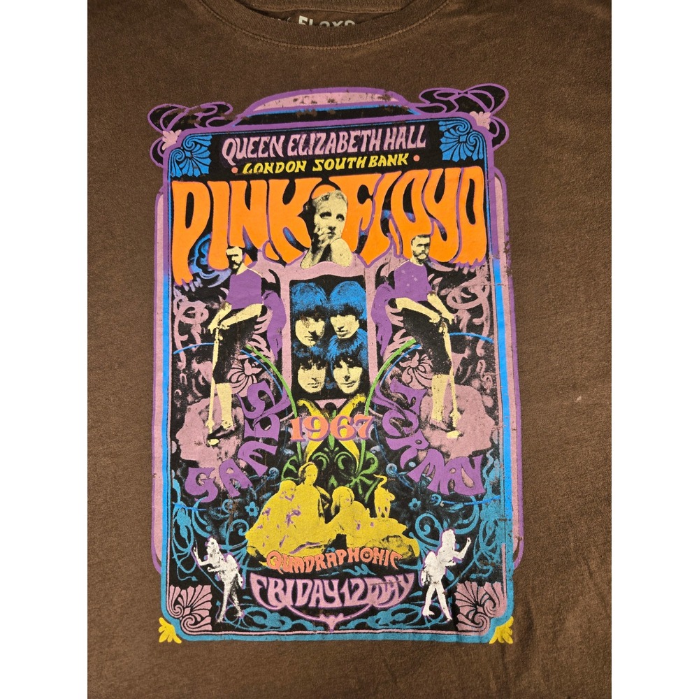 Pink Floyd 1967 Queen‎ Elizabeth Hall London Graphic T-Shirt Brown XL